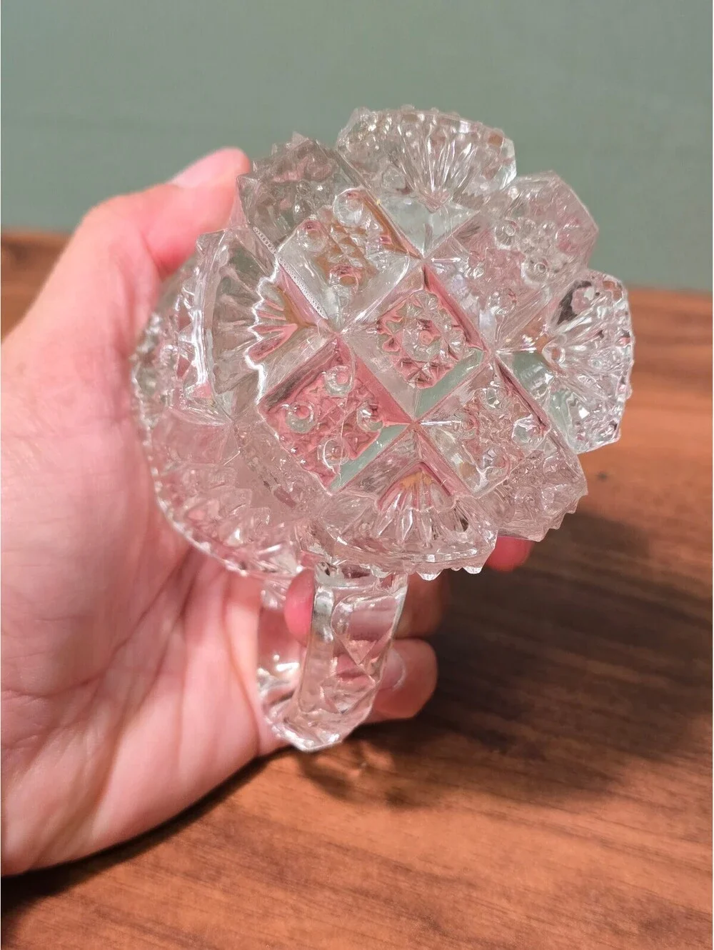 Vintage Imperial Glass Nucut 212 Clear Cut Glass Creamer Pitcher